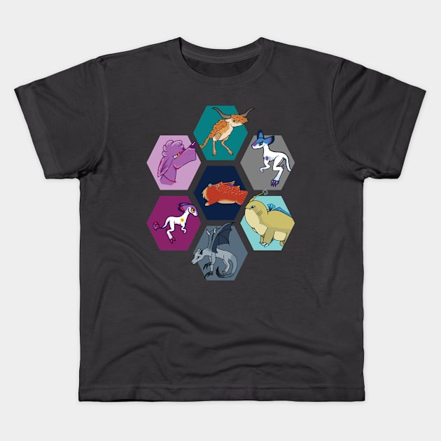 Creatures - El Pufo, Gulp, Tuem, Tuto, Hyland Jerboa, Hypnotic, Ying :: Imaginary Creatures Kids T-Shirt by Platinumfrog